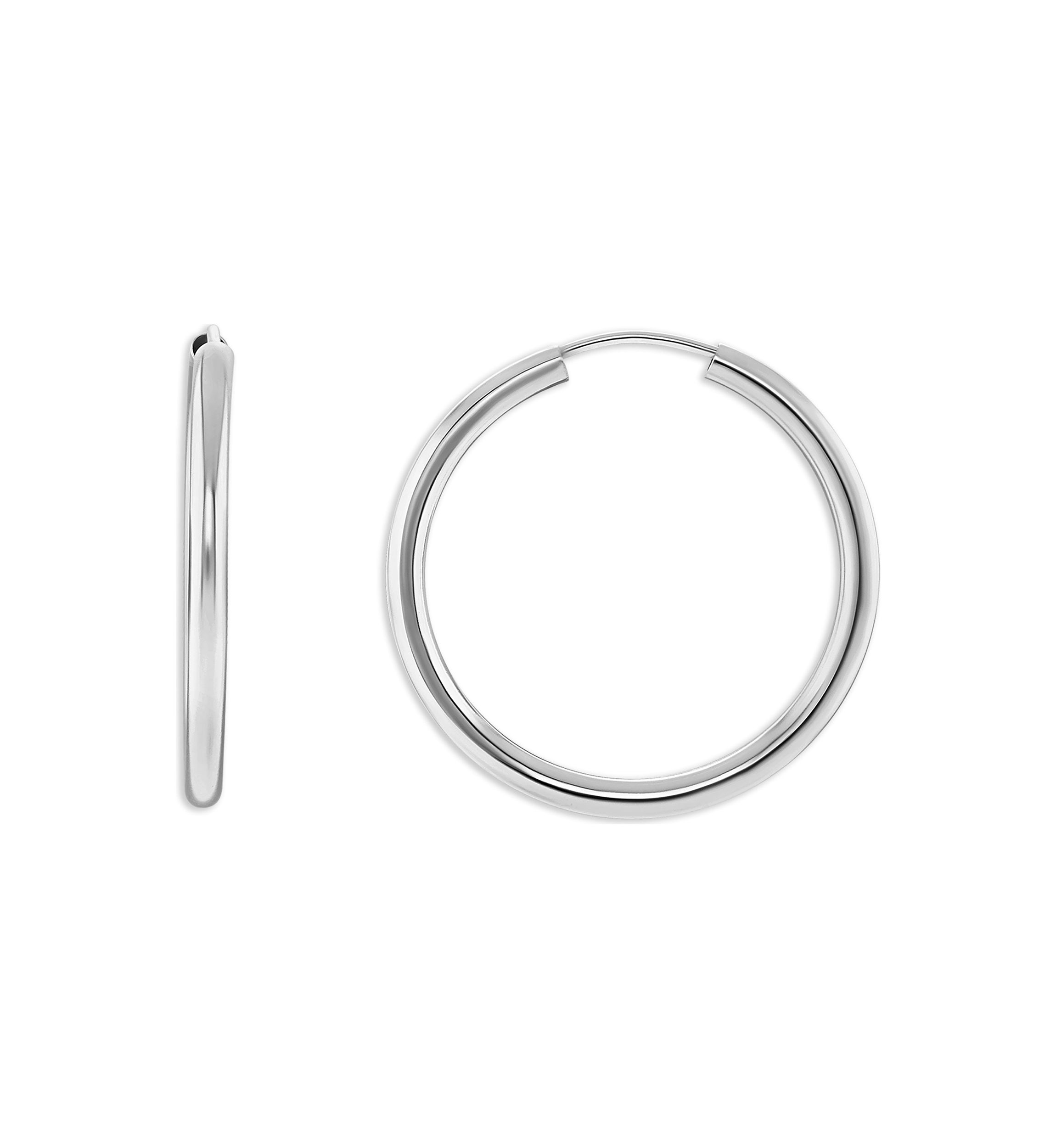 Sterling Silver Polished 30 Millimeter Endless Hoop Earrings