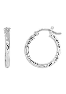 Belk Silverworks Textured Small Hoop Earrings