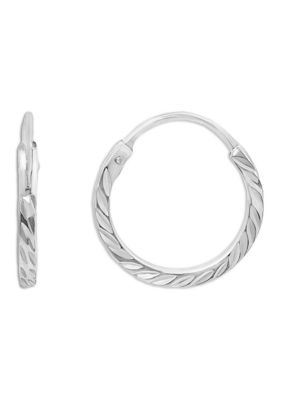 Belk Silverworks Sterling Silver Texture Endless Large Hoop Earrings