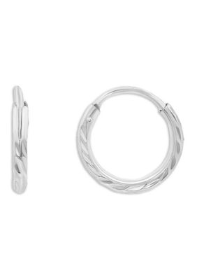 Belk Silverworks Sterling Silver Diamond Cut Texture Endless Hoop Earrings