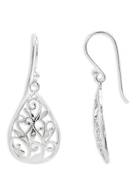 Belk Silverworks Sterling Silver Polished Filigree Teardrop Earrings