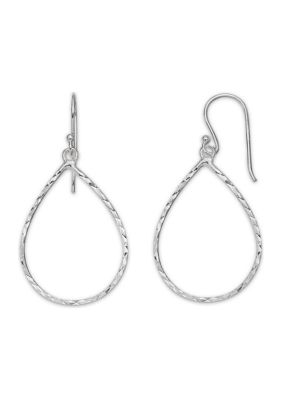 Belk Sterling Silver Diamond Cut Open Teardrop Earrings in Sterling Silver