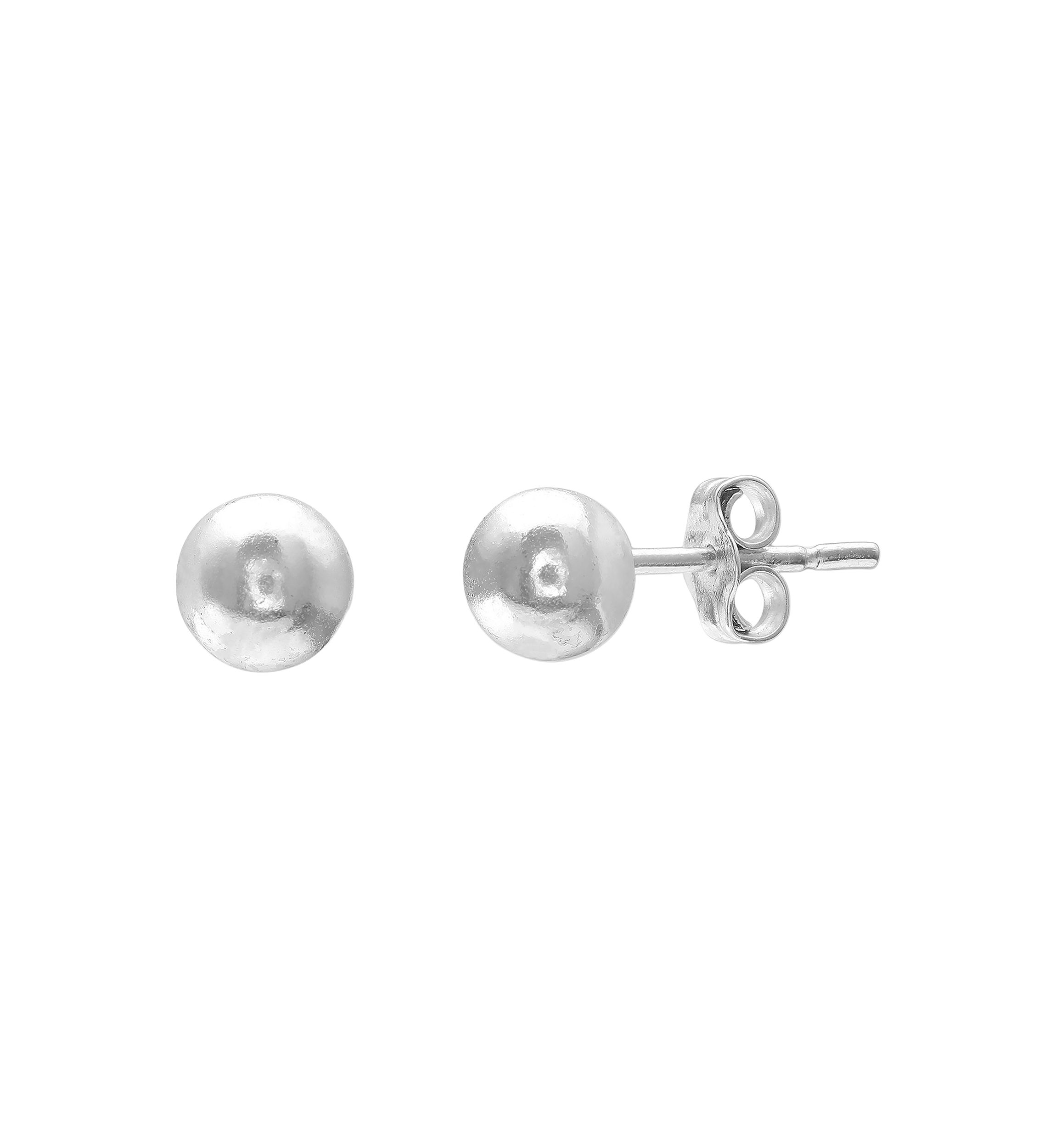 Polished Stud Ball Earrings in Sterling Silver