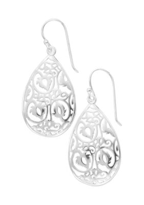 Teardrop Filigree Fish Hook Earrings 