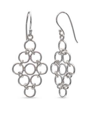 Belk Silverworks Simply Sterling Circles Kite Drop Earrings, Silver