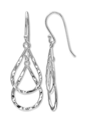 Belk Sterling Silver Double Teardrop Earrings in Sterling Silver