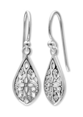 Belk Sterling Silver 17 Millimeter Filigree Teardrop Earrings in