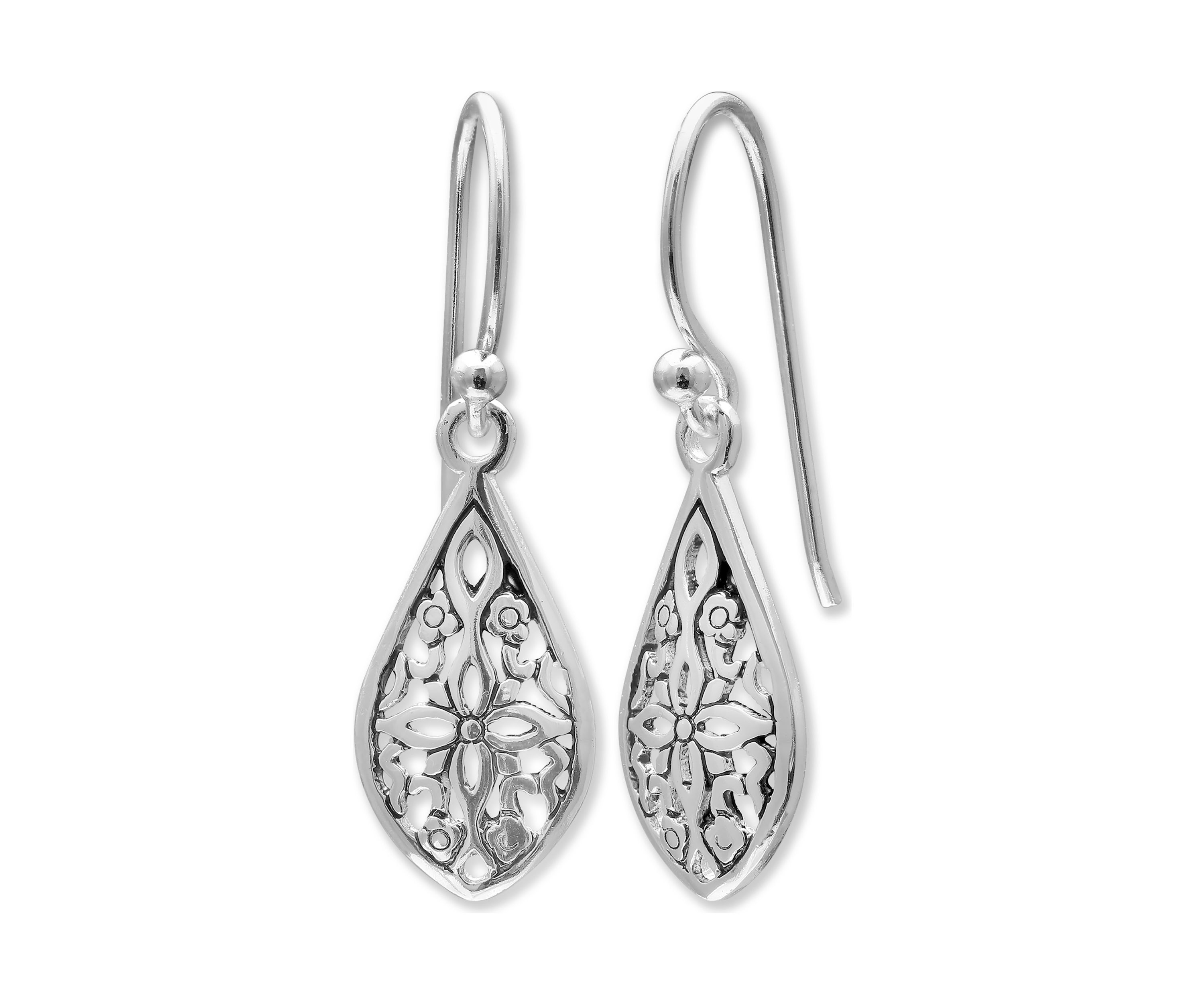 17 Millimeter Filigree Teardrop Earrings in Sterling Silver