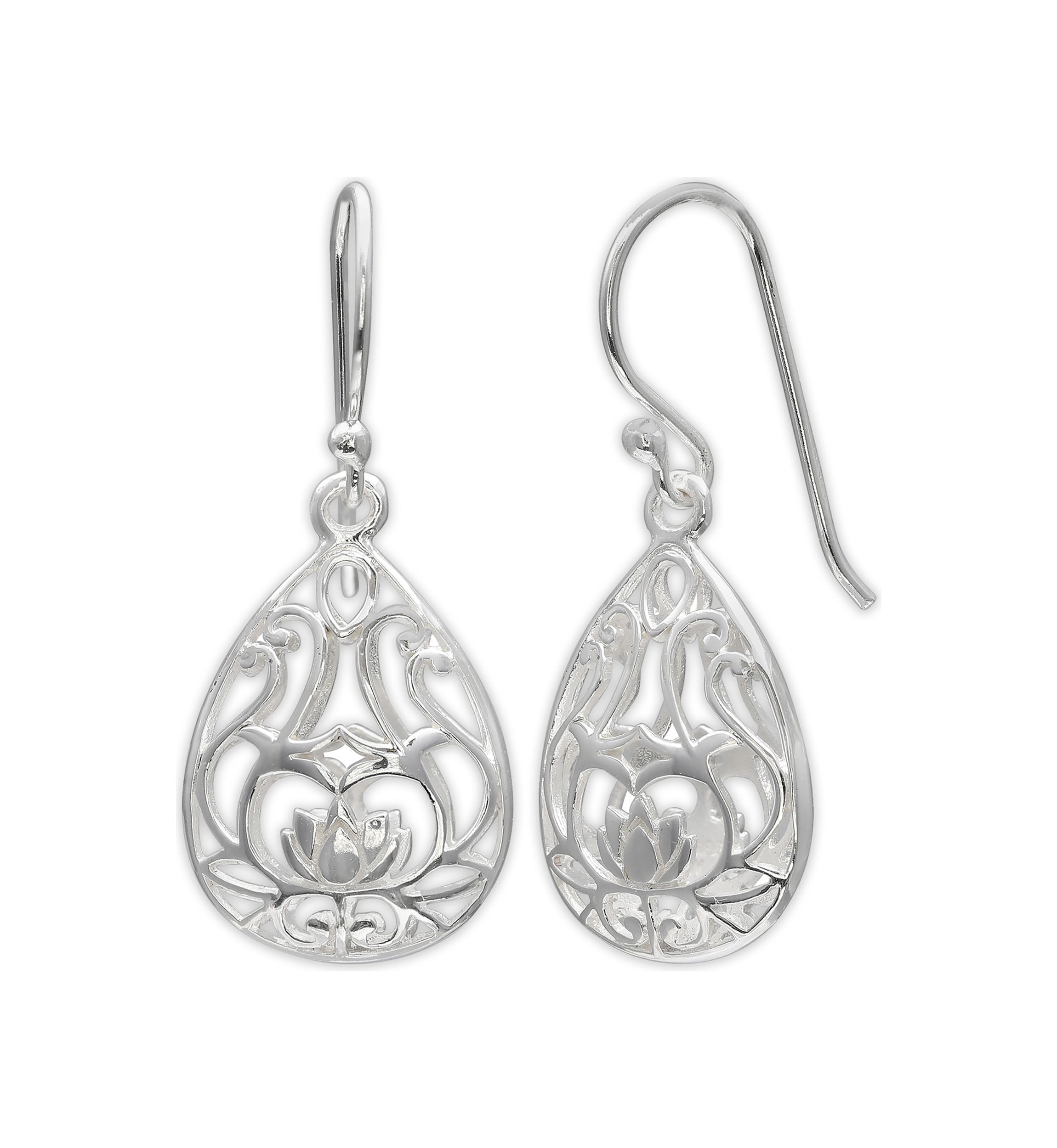 Filigree Teardrop Earrings in Sterling Silver