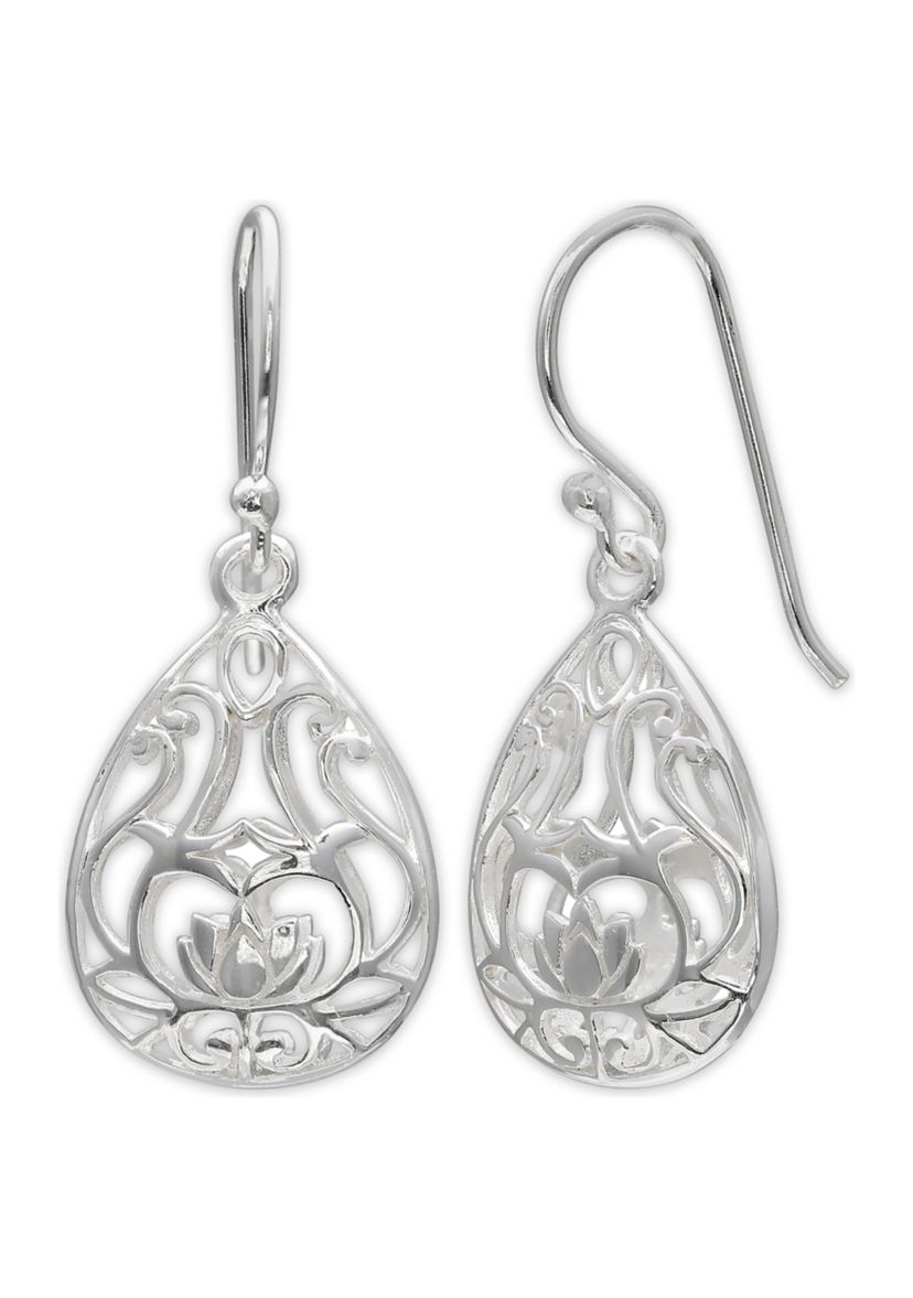 Filigree Teardrop Earrings in Sterling Silver