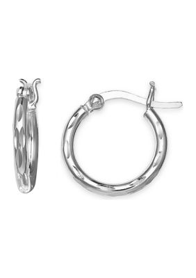 Diamond Cut Hoop Earrings in Sterling Silver