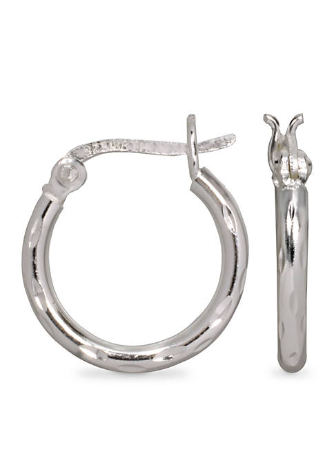 Belk Silverworks Sterling Silver Diamond Cut Round Hoop Earrings | belk
