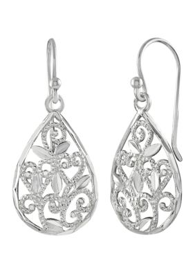 Cubic Zirconia Filigree Drop Earrings