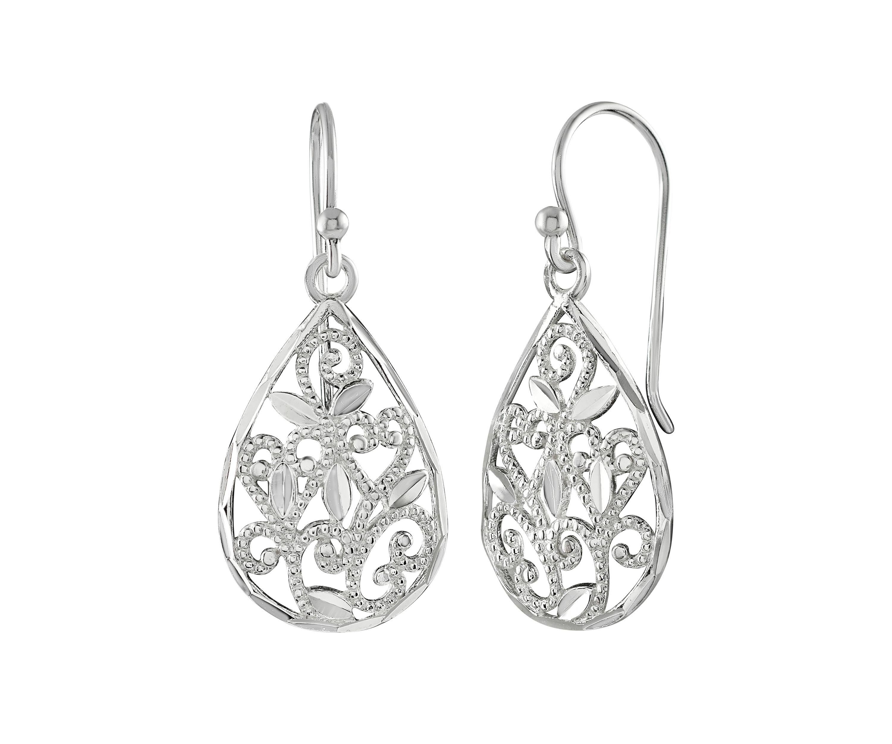 Cubic Zirconia Filigree Drop Earrings