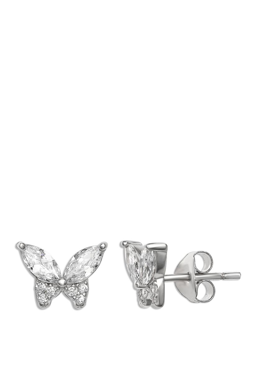 Cubic Zirconium Marquise Butterfly Stud Earrings