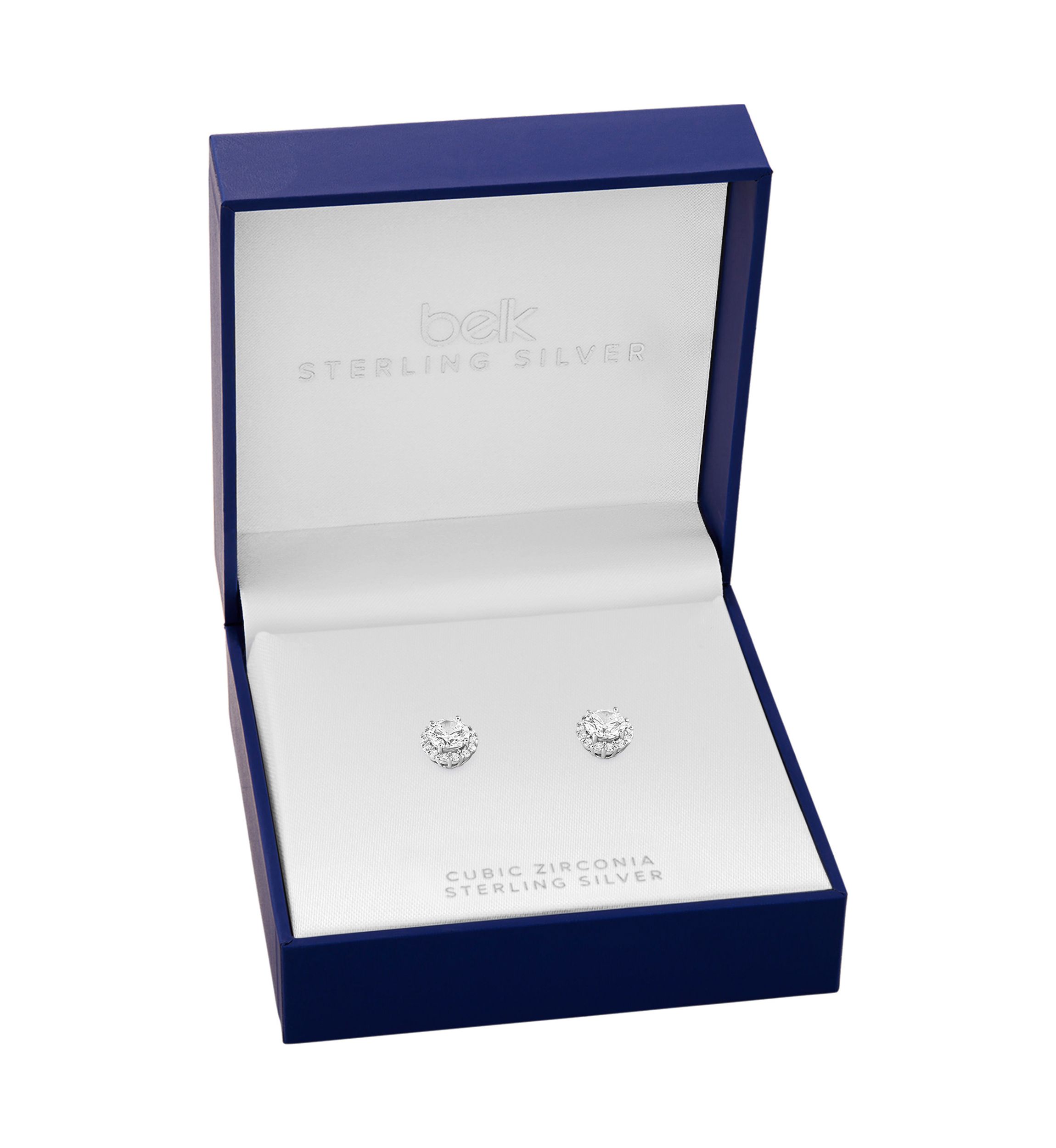 Sterling Silver Pavé Cubic Zirconia Round Stud Earrings