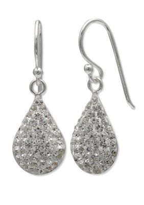 Belk Silverworks 10 mm x 15 mm Clear Pavé Crystal Teardrop Earrings | belk