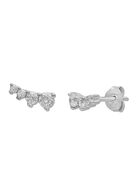 3/8 ct. t.w. Cubic Zirconia Curved Stud Earrings in Sterling Silver