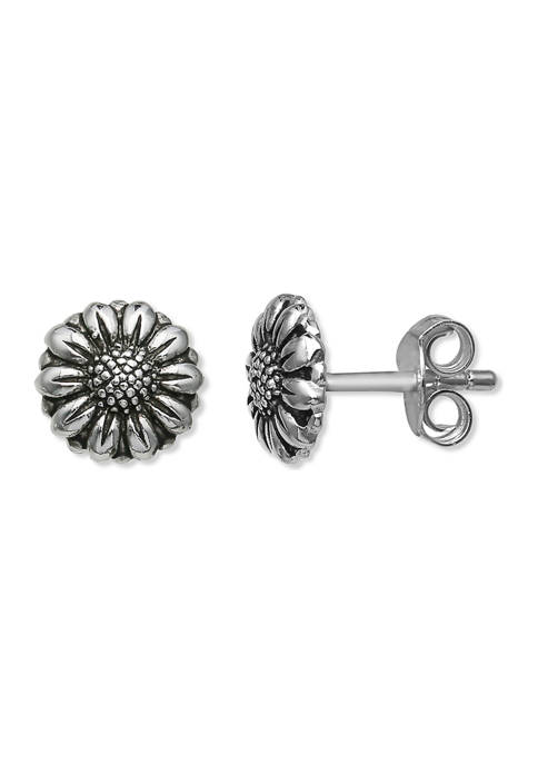 Belk Silverworks Oxidized Flower Stud Earrings in Sterling