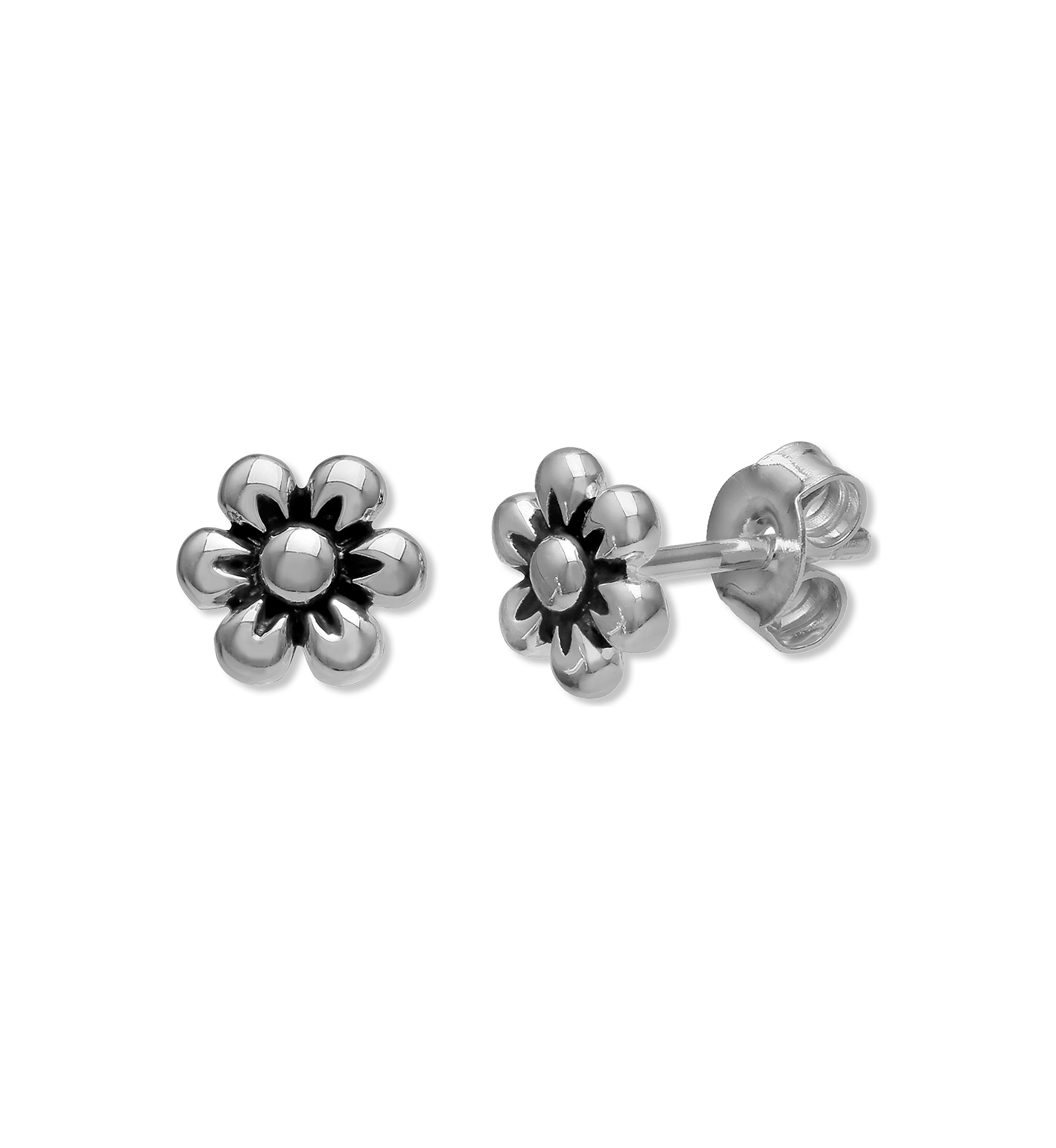 Oxidized Flower Stud Earrings 