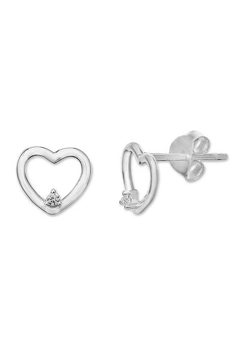 1/10 ct. t.w. Cubic Zirconia Open Heart Stud Earrings in Sterling Silver