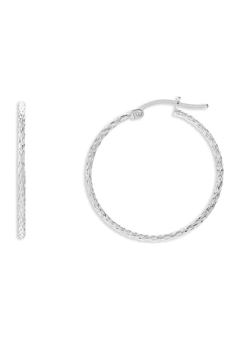 Sterling Silver 40 Millimeter Diamond Cut Hoop Earrings