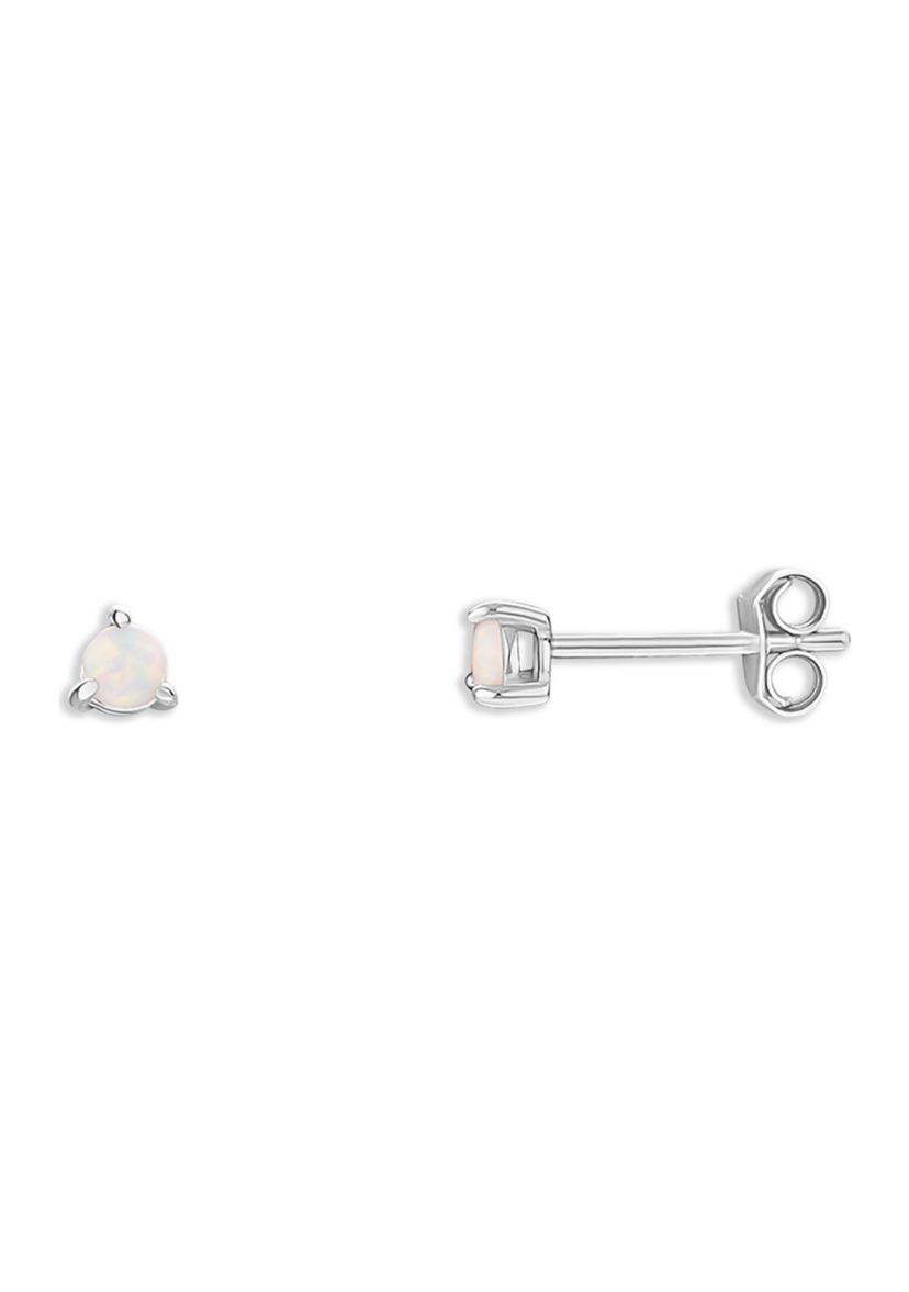 Sterling Silver 3 Millimeter Round Opal Stud Earrings