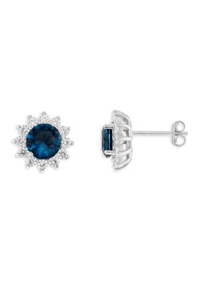 Belk Sterling Silver Sterling Silver Rose Cubic Zirconia Flower Stud Earrings