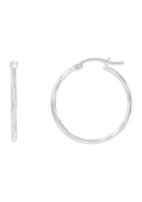 Belk Silverworks Sterling Silver Polished Twisted 25 Millimeter Hoop Earrings