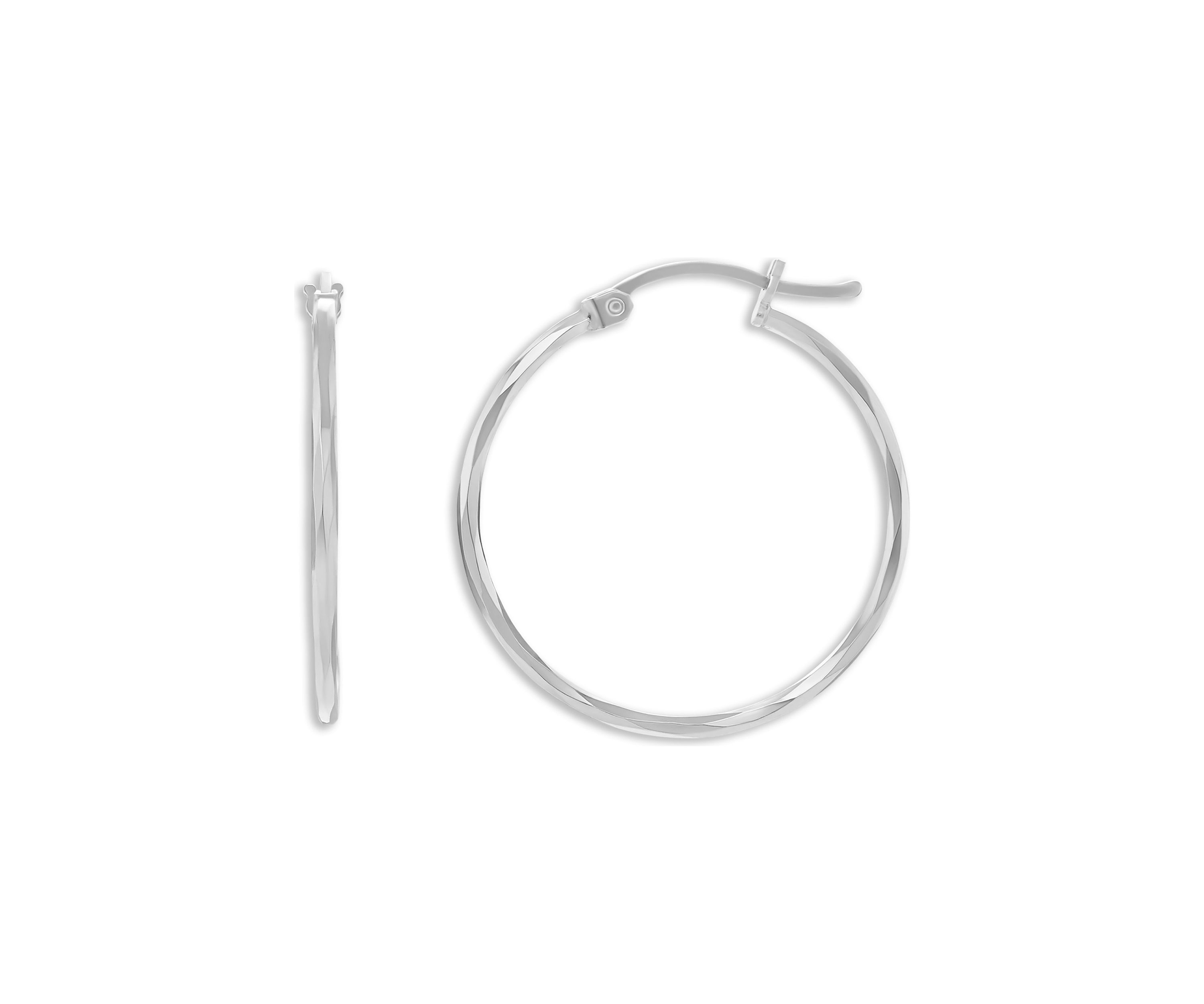 Sterling Silver 40 Millimeter Twisted Clicktop Hoop Earrings