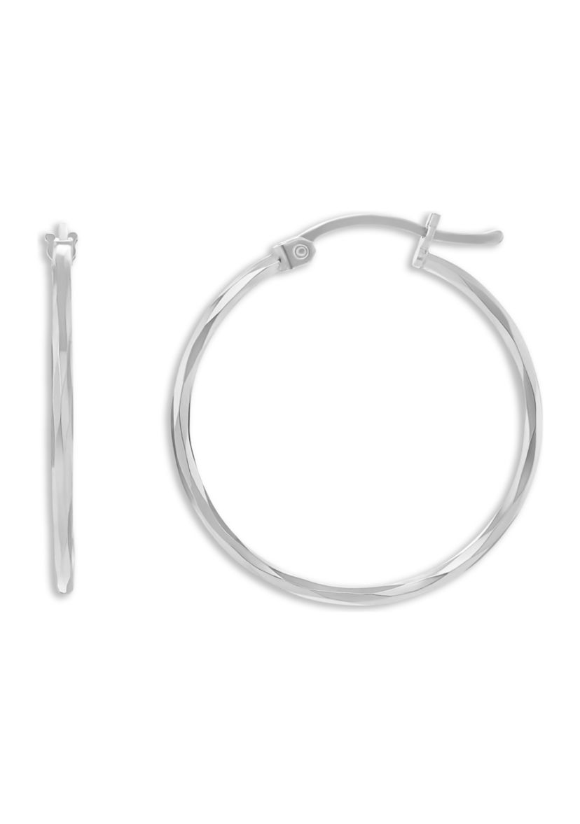 Sterling Silver 40 Millimeter Twisted Clicktop Hoop Earrings