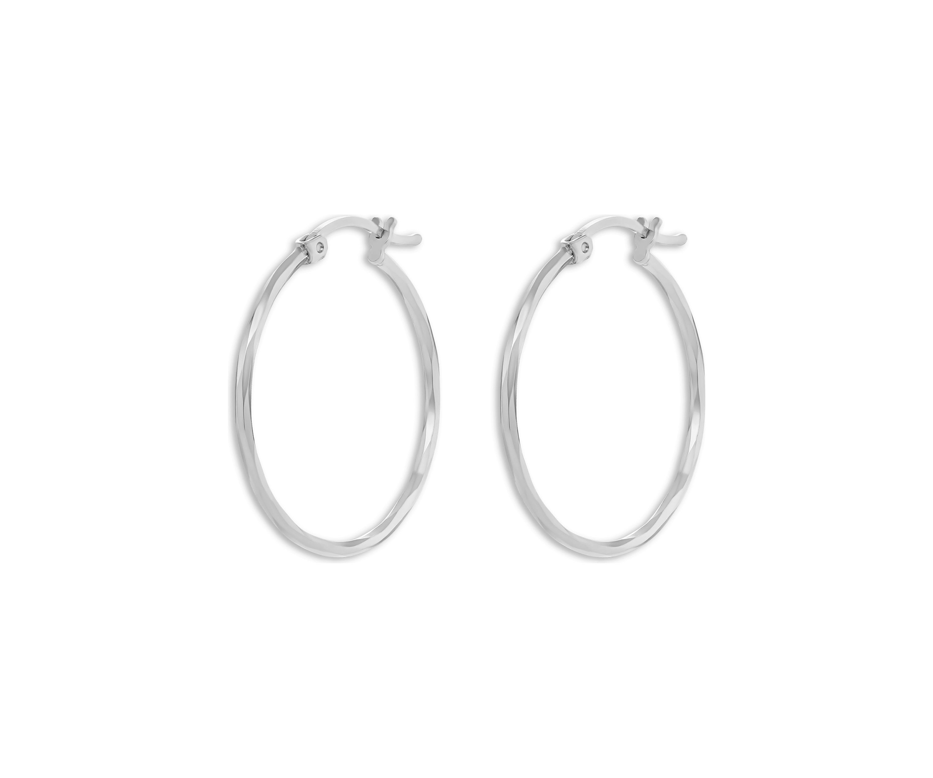 Sterling Silver 40 Millimeter Twisted Clicktop Hoop Earrings