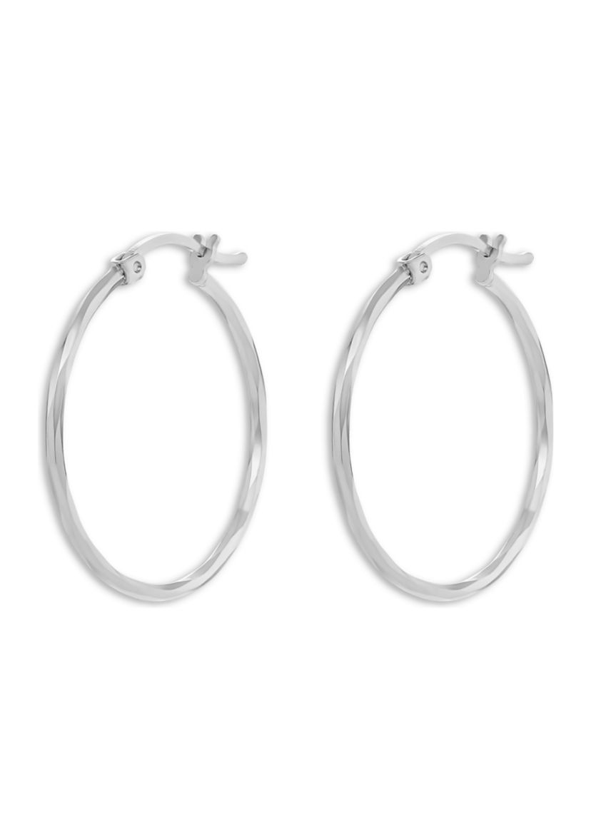 Sterling Silver 40 Millimeter Twisted Clicktop Hoop Earrings