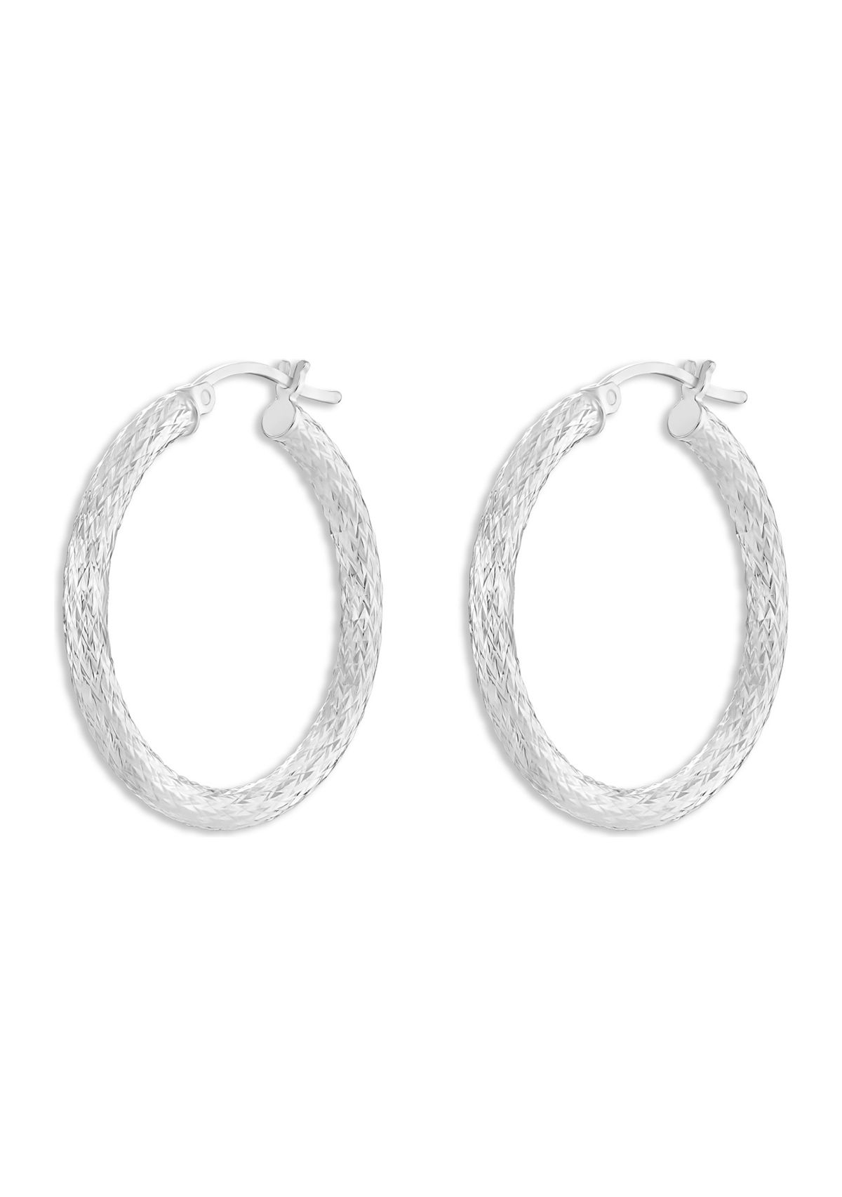 Sterling Silver 30 Millimeter Diamond Cut Hoop Earrings