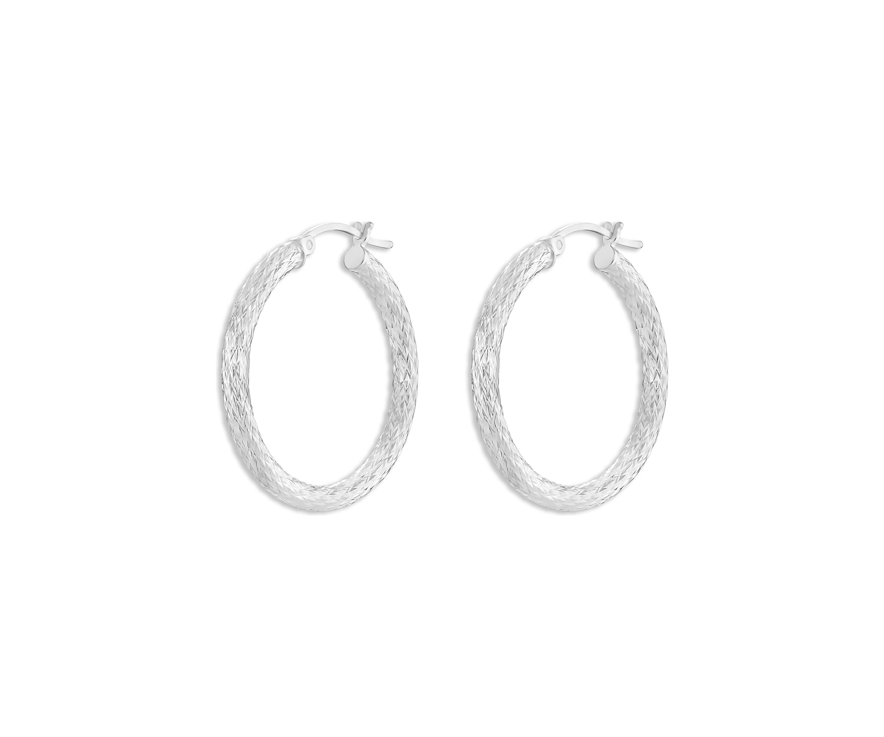 Sterling Silver 30 Millimeter Diamond Cut Hoop Earrings