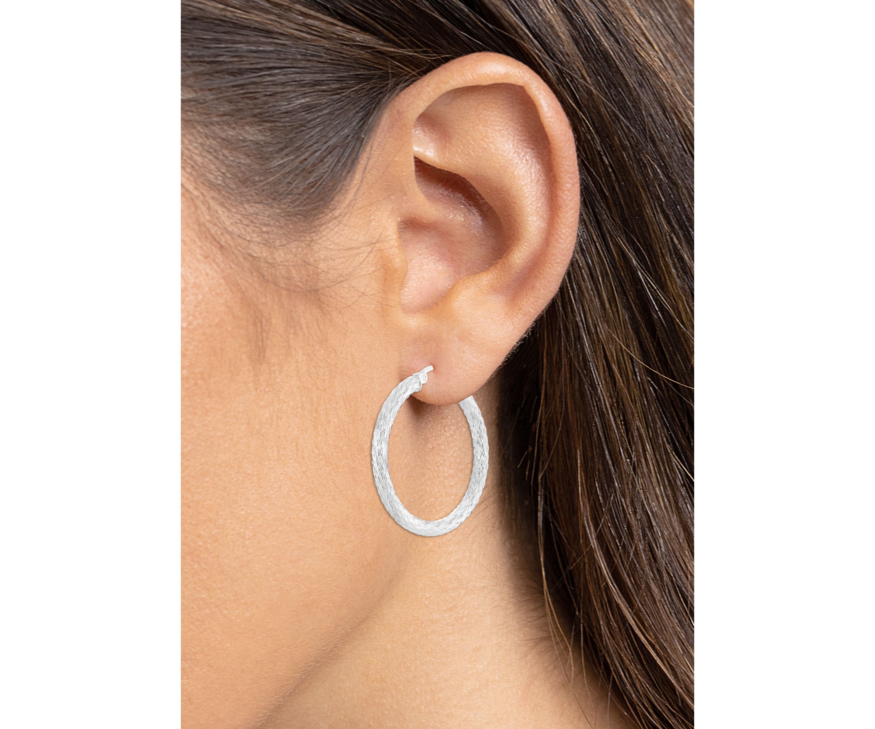 Sterling Silver 30 Millimeter Diamond Cut Hoop Earrings