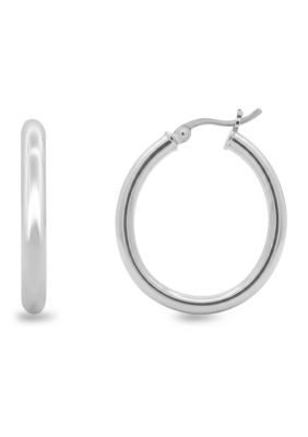 Belk Sterling Silver Sterling Silver Polished Oval Hoop Earrings