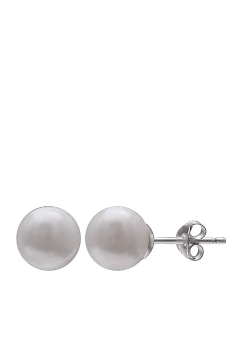 Belk Silverworks Sterling Silver White Pearl Stud Earrings