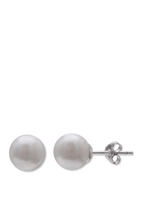 Belk Silverworks 6 Millimeter White Pearl Earrings | belk