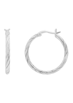 Belk Silverworks Sterling Silver Spiral Etched 25 Millimeter Click Top Hoop Earrings