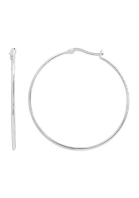 Belk Silverworks Sterling Silver Polished 45mm Wire Click Top Hoop Earrings