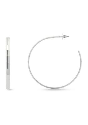 Belk Sterling Silver Sterling Silver Polished Diamond Cut Hoop Earrings
