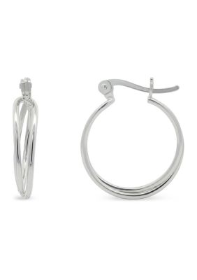 Belk Sterling Silver Sterling Silver Polished Double Crossover Hoop Earrings