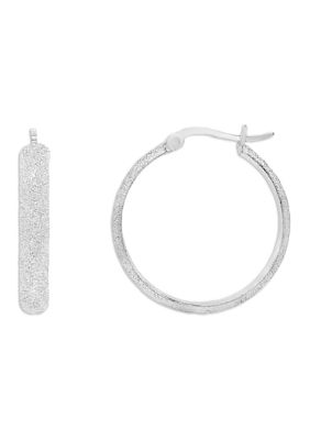 Belk Silverworks Sterling Silver 25mm Sand-Blasted Click Top Hoop Earrings