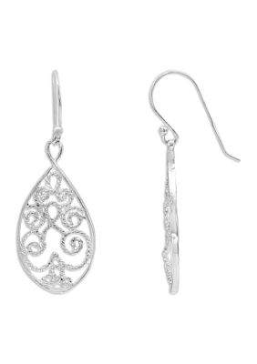 Belk Sterling Silver Twisted Filigree Center Teardrop Earrings in Sterling Silver
