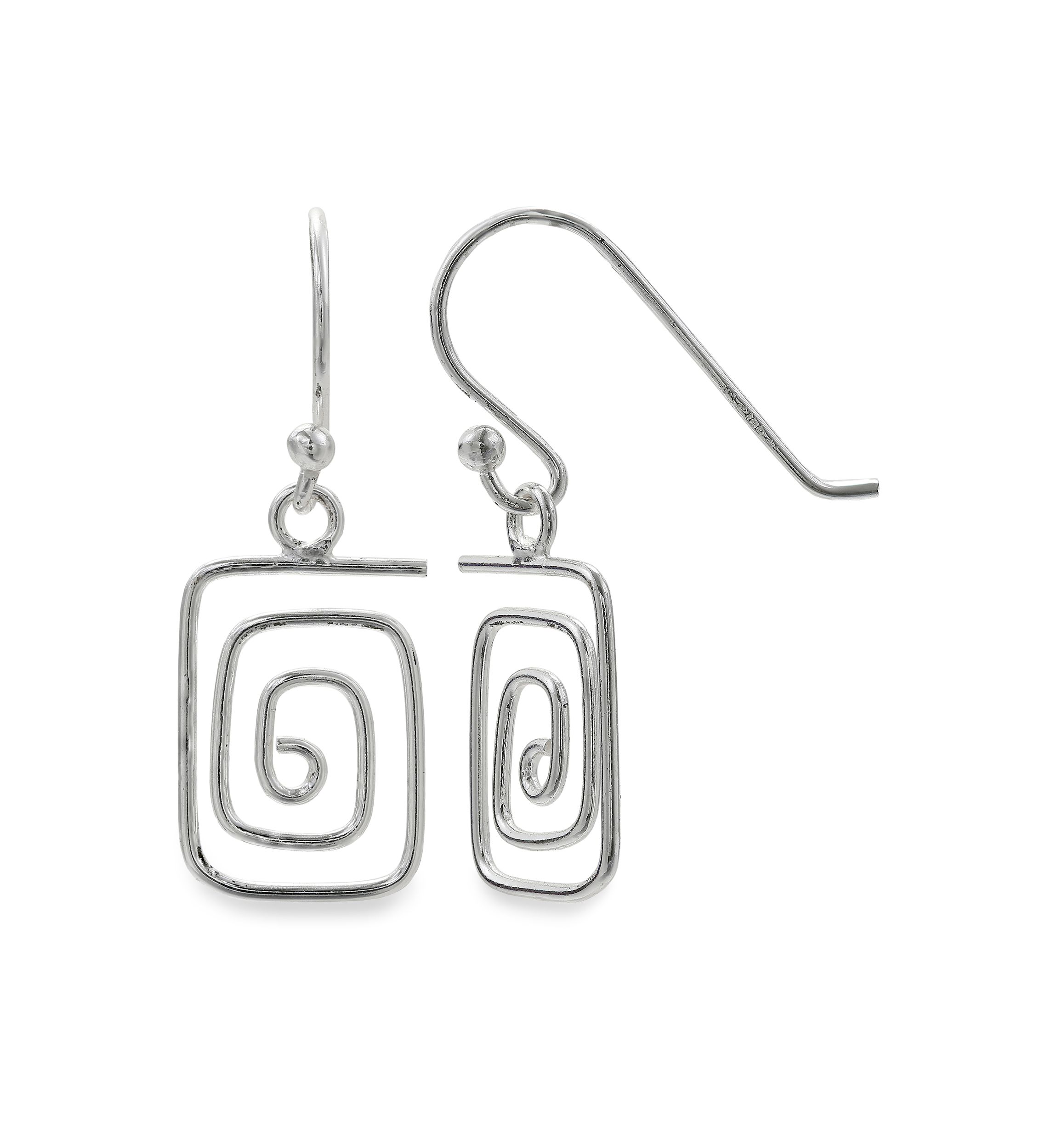 Simply Sterling Square Wire Wrap Drop Earrings
