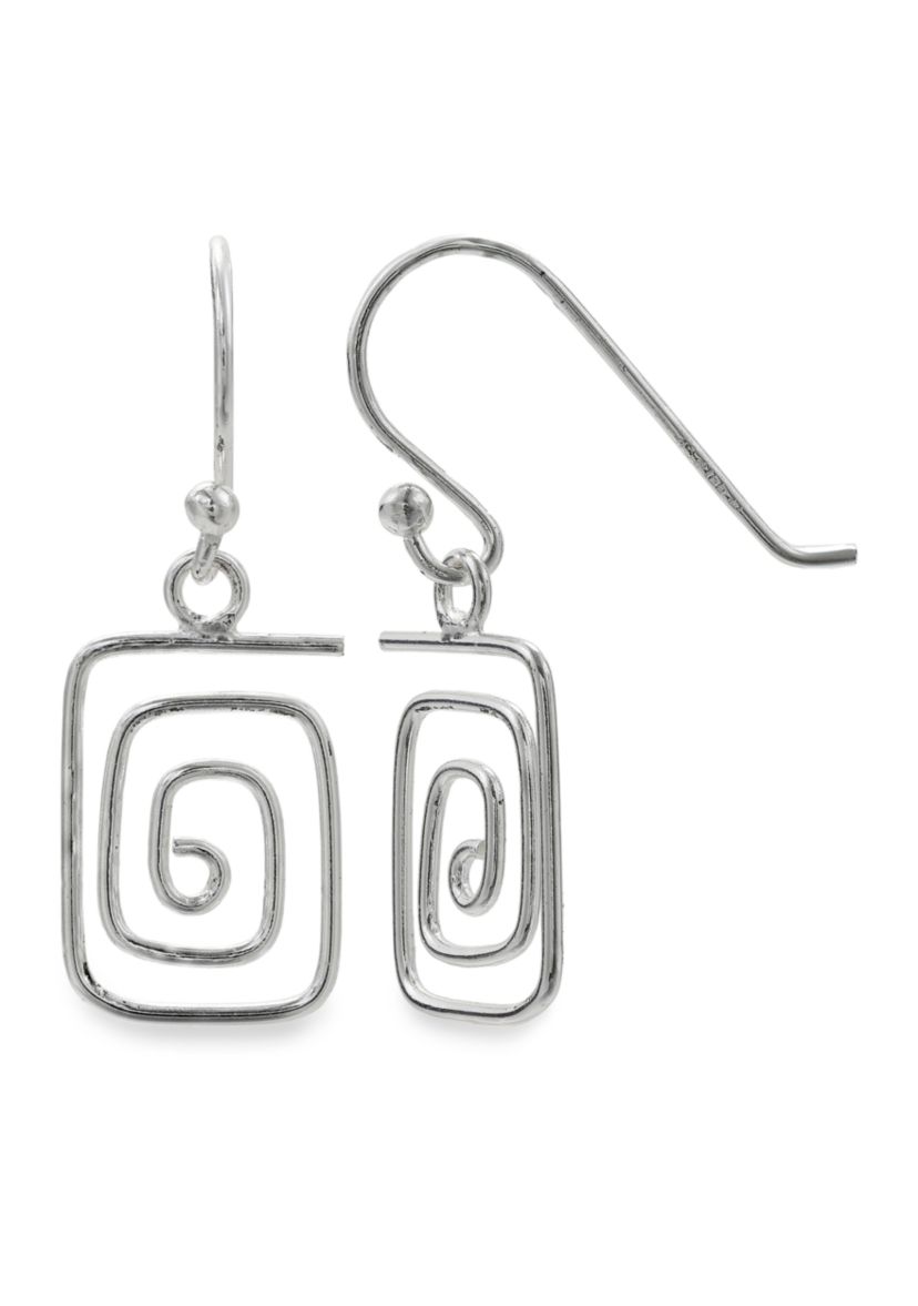 Simply Sterling Square Wire Wrap Drop Earrings