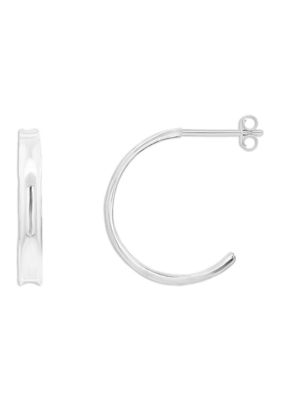 Belk Silverworks Concave C Sterling Silver Hoop Earrings