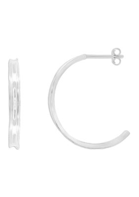 Belk Silverworks Sterling Silver 30mm Polished Concave C Hoop Earrings