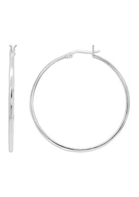 Belk Sterling Silver Sterling Silver Polished Squared Click Top Hoop Earrings